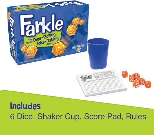 Farkle Classic Dice Games – Kids, Family Games, Travel Game, Adult Games, Board Game, Dice Cup, Dice Set, Farkle Score Sheets Included, Ages 8+