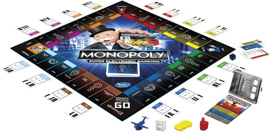 Hasbro Gaming Monopoly Super Electronic Banking Board Game, Electronic Banking Unit, Choose Your Rewards, Cashless Gameplay Tap Technology, for Ages 8 and Up