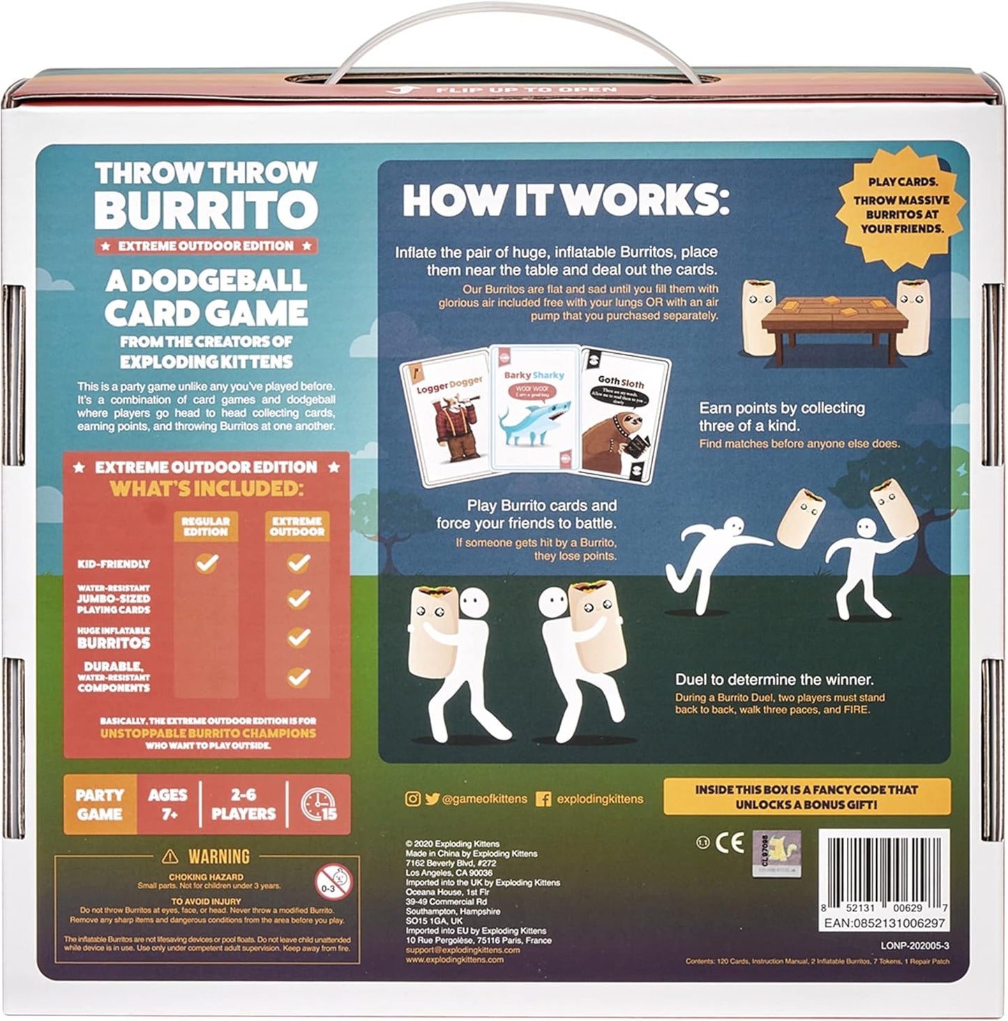 Throw Throw Burrito Extreme Outdoor Edition by Exploding Kittens - 2-6 Players - Ages 7+ - 15 Minutes to Play