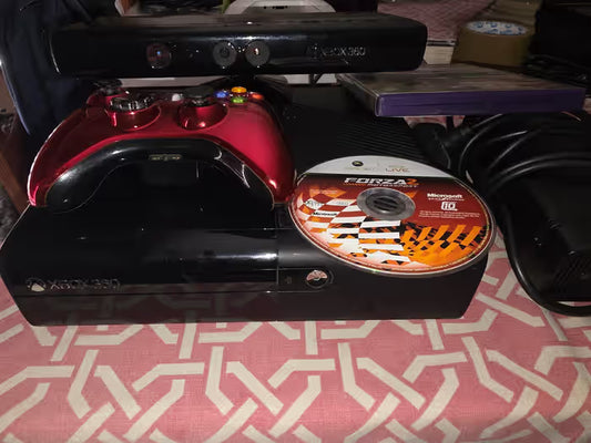 [USED] Xbox 360 E - with kinect, 500gb HDD, Red Metallic Controller + 2 Games