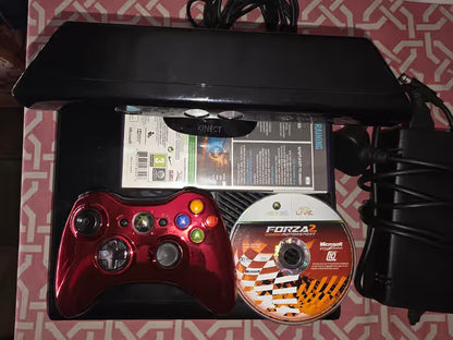 [USED] Xbox 360 E - with kinect, 500gb HDD, Red Metallic Controller + 2 Games